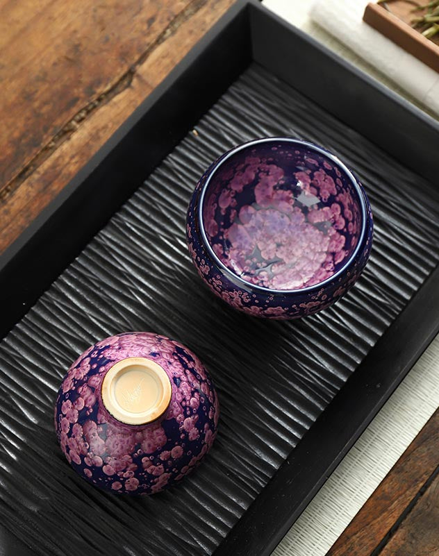 Ethereal Blossom Jian Zhan Ceramic Tea Cup Set