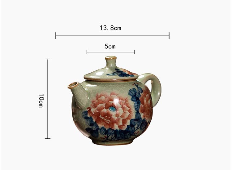 Exquisite Hand-Painted Peony Teapot – Jingdezhen Underglaze Blue Artisan Craft