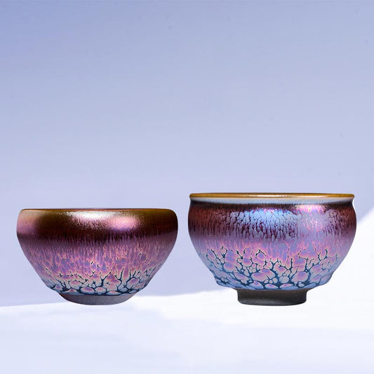 Exquisite Handcrafted Jianyang Flower Carved Purple-Gold Jian Zhan Tea Cup