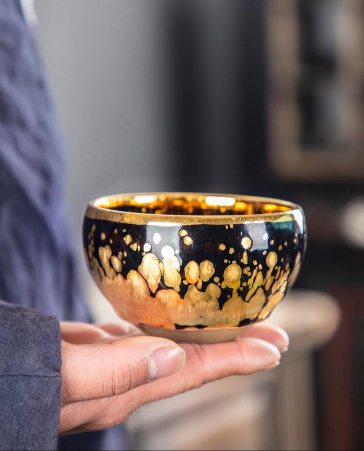 Golden Oil Drop Jian Zhan Teacup - Handcrafted Elegance from Jianyang