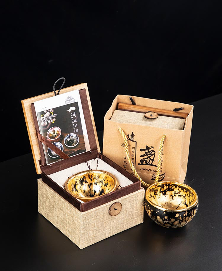 Golden Oil Drop Jian Zhan Teacup - Handcrafted Elegance from Jianyang