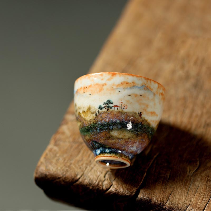 Hand-Painted Zhino Glaze Tea Cup - Artisan Crafted from Jingdezhen