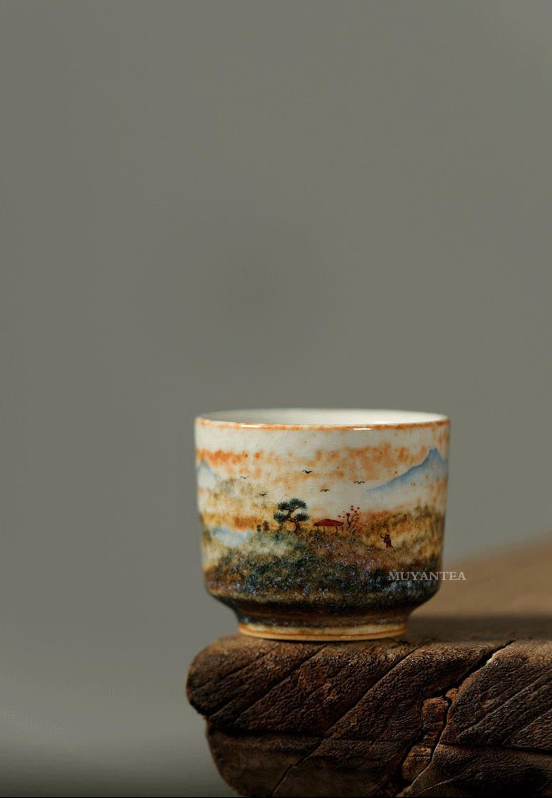 Hand-Painted Zhino Glaze Tea Cup - Artisan Crafted from Jingdezhen