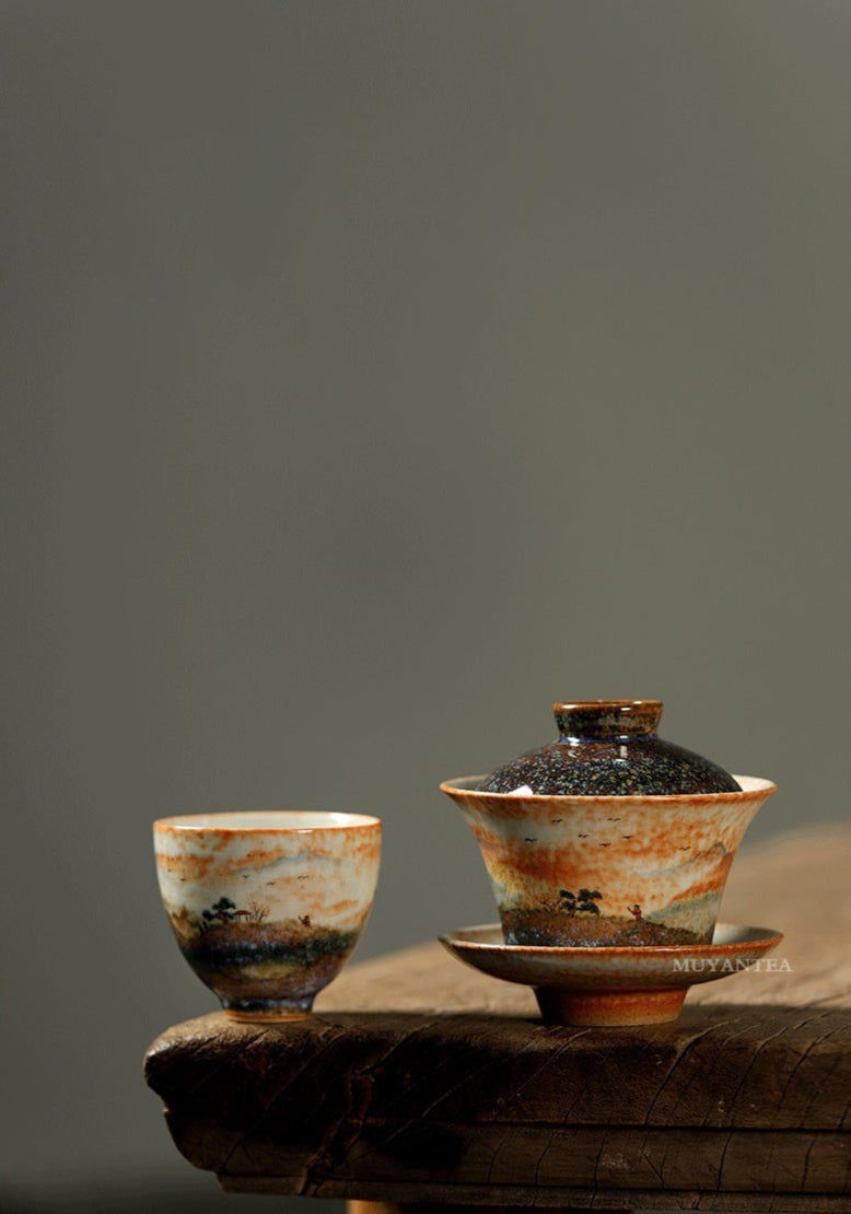 Hand-Painted Zhino Glaze Tea Cup - Artisan Crafted from Jingdezhen