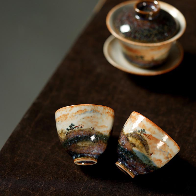 Hand-Painted Zhino Glaze Tea Cup - Artisan Crafted from Jingdezhen