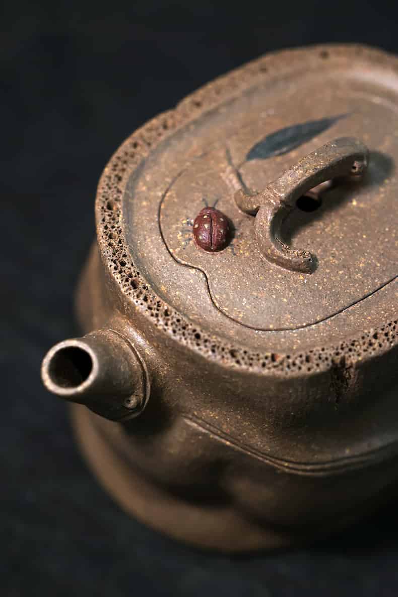 Handcrafted Bamboo Segment Zisha Teapot – Natural Huanglong Mountain Old Zisha Clay 120cc