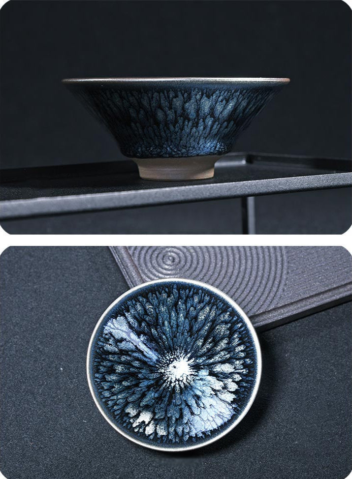 Handcrafted Floral Jian Zhan Oil Spot Tea Cup
