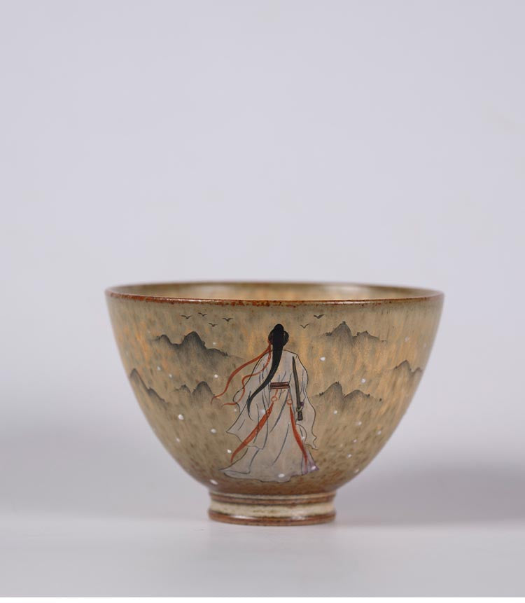 Hand-Painted Snow Scene Teacup – Literati-Inspired Ceramic Art from Jingdezhen