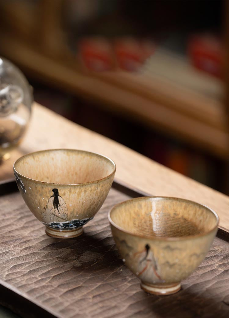 Hand-Painted Snow Scene Teacup – Literati-Inspired Ceramic Art from Jingdezhen
