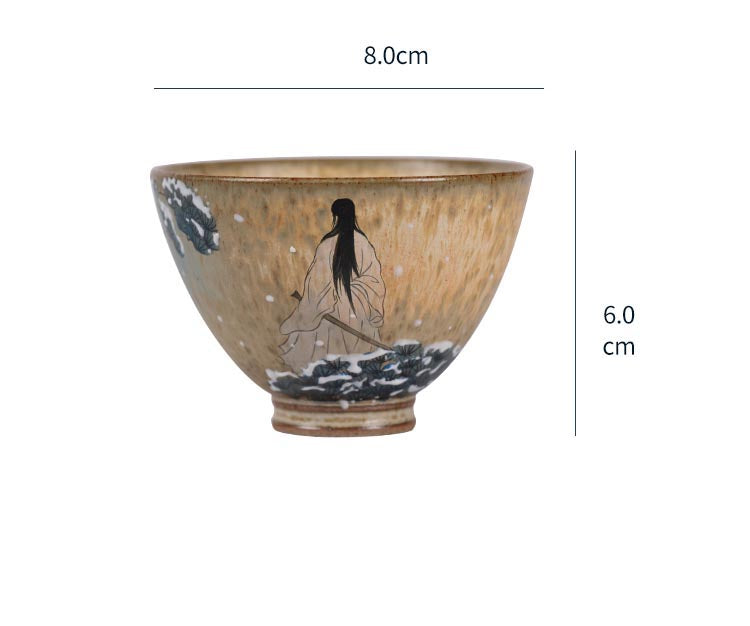 Hand-Painted Snow Scene Teacup – Literati-Inspired Ceramic Art from Jingdezhen