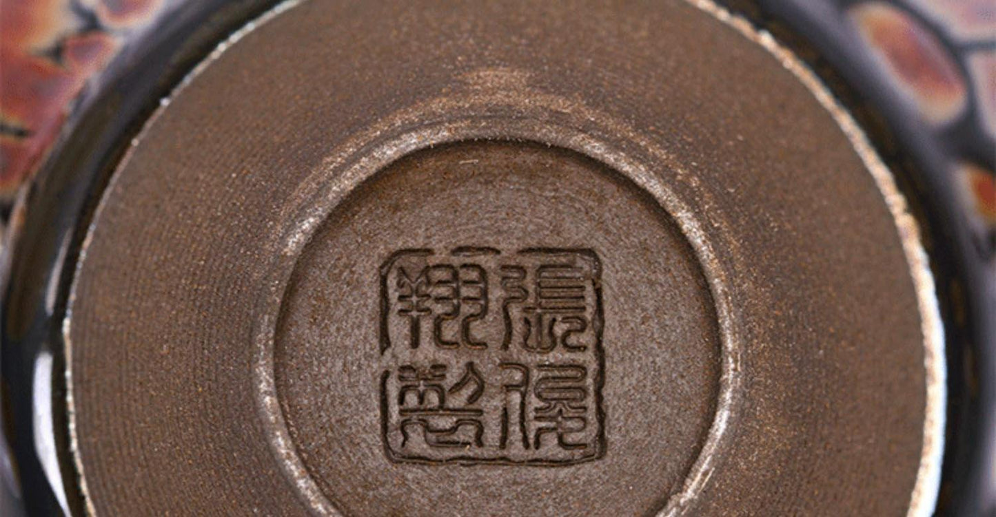 Handcrafted Jian Zhan Tea Cup by Zhang Junxiang – Golden Pheasant Oil Spot Masterpiece