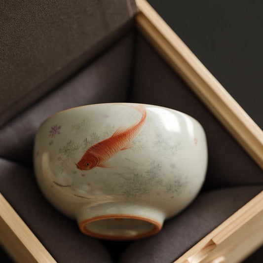 Handcrafted Sky Blue Ru Kiln Teacup - Jingdezhen Collection