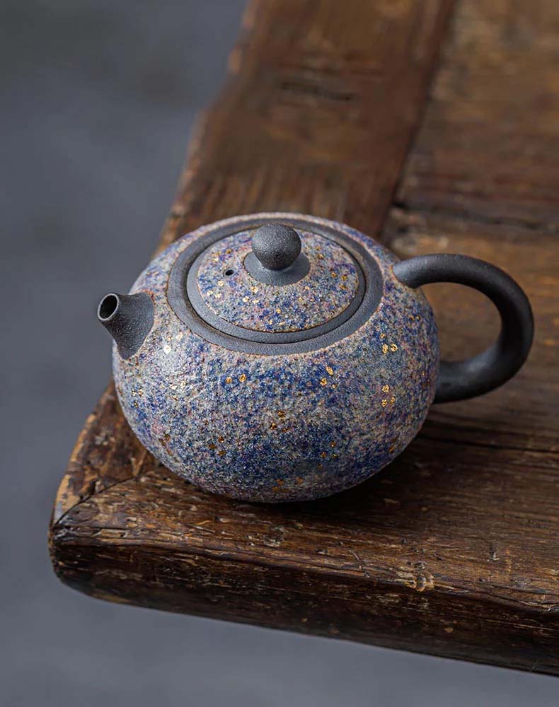 Master Lin Peifu’s Handcrafted Mineral-Glazed Teapot – Wood-Fired Elegance with Natural Stone Textures