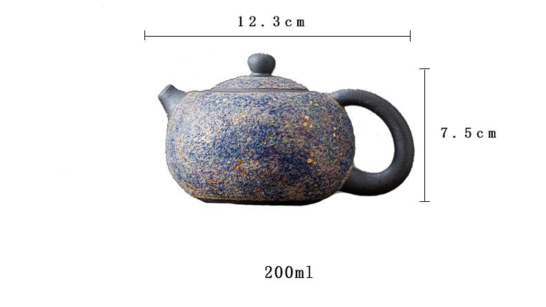 Master Lin Peifu’s Handcrafted Mineral-Glazed Teapot – Wood-Fired Elegance with Natural Stone Textures