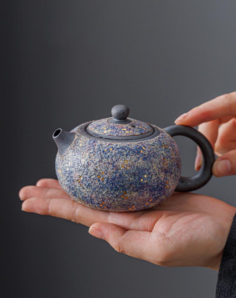 Master Lin Peifu’s Handcrafted Mineral-Glazed Teapot – Wood-Fired Elegance with Natural Stone Textures
