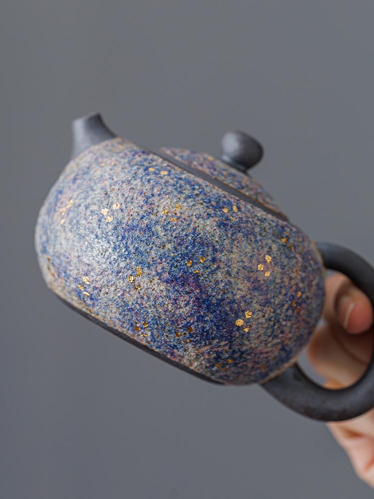 Master Lin Peifu’s Handcrafted Mineral-Glazed Teapot – Wood-Fired Elegance with Natural Stone Textures