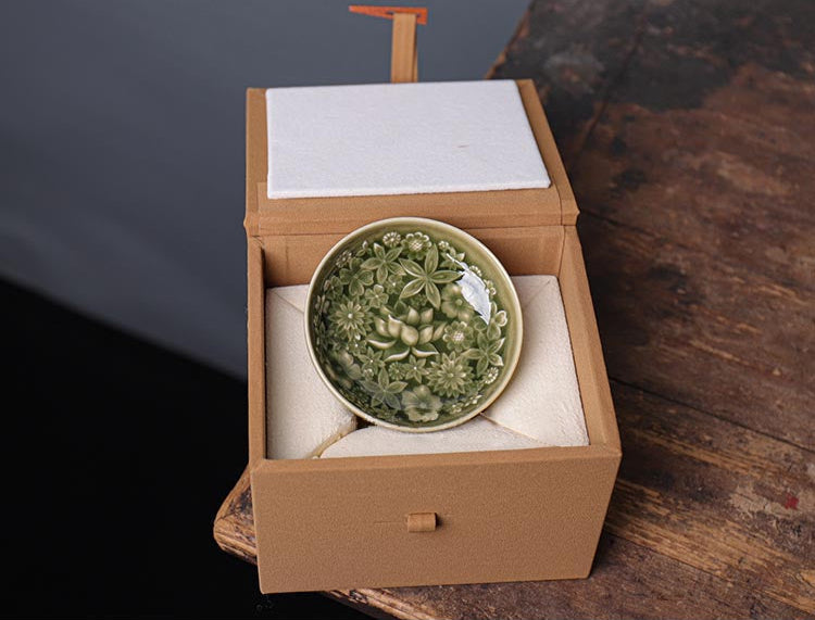 Qingyun Blossom Pu'er Cup - Exquisite Longquan Celadon Tea Masterpiece