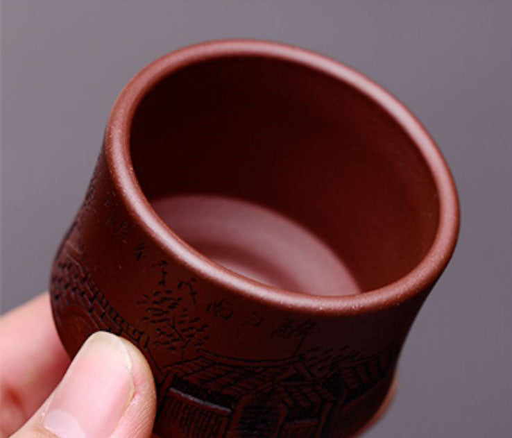 Yixing Zisha Tea Set – Hand-Engraved Jiangnan Motif