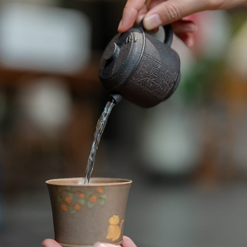 Yixing Zisha Teapot – 90ml Wood-Fired Purple Clay Pot, Handcrafted & Engraved