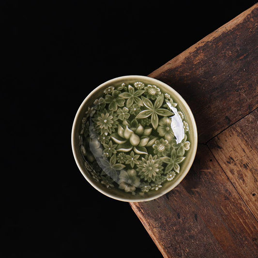 Qingyun Blossom Pu'er Cup - Exquisite Longquan Celadon Tea Masterpiece