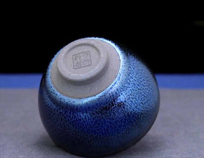 Exquisite Blue Qilin Jian Zhan Teacup - Handcrafted Porcelain from Jianyang
