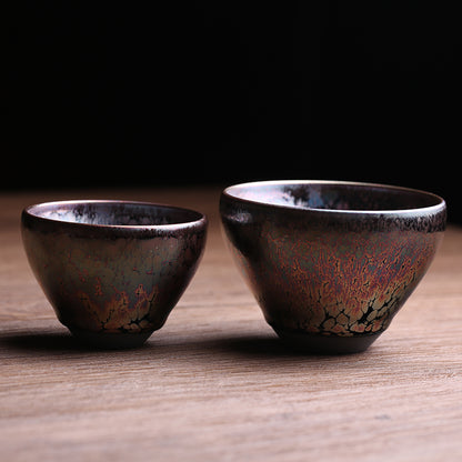 Exquisite Handcrafted Jian Zhan Tea Cup with Oil-spot Glaze