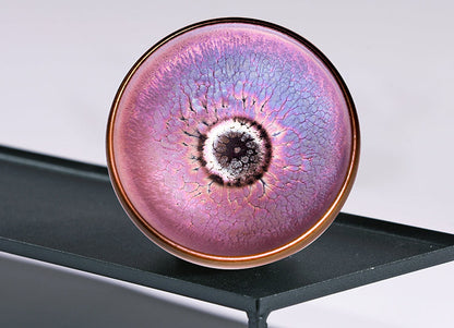 Exquisite Handcrafted Jianyang Flower Carved Purple-Gold Jian Zhan Tea Cup