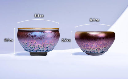 Exquisite Handcrafted Jianyang Flower Carved Purple-Gold Jian Zhan Tea Cup