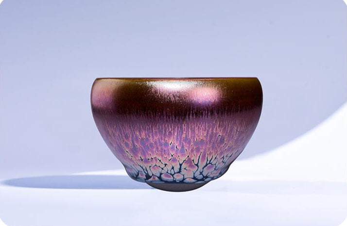 Exquisite Handcrafted Jianyang Flower Carved Purple-Gold Jian Zhan Tea Cup