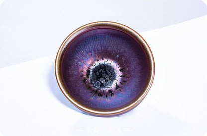 Exquisite Handcrafted Jianyang Flower Carved Purple-Gold Jian Zhan Tea Cup