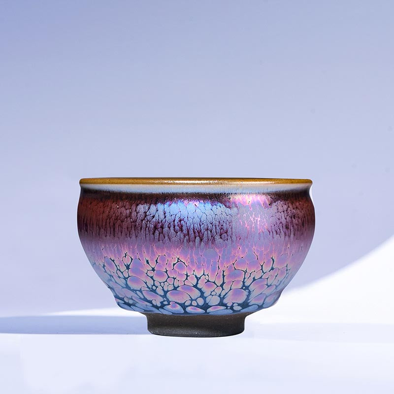 Exquisite Handcrafted Jianyang Flower Carved Purple-Gold Jian Zhan Tea Cup