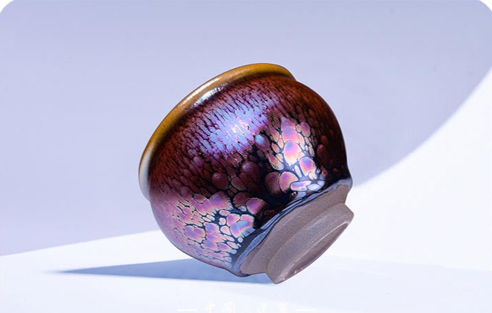 Exquisite Handcrafted Jianyang Flower Carved Purple-Gold Jian Zhan Tea Cup