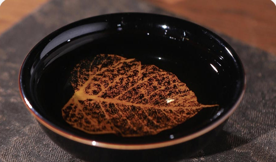 Golden Bodhi Leaf Jian Zhan - Handcrafted Jingdezhen Porcelain Teacup