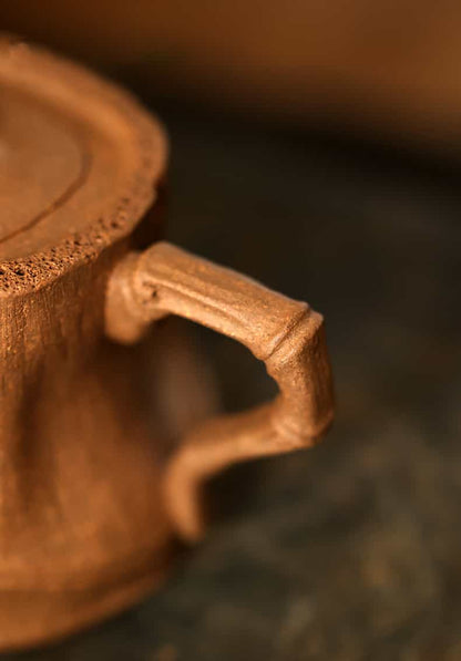 Handcrafted Bamboo Segment Zisha Teapot – Natural Huanglong Mountain Old Zisha Clay 120cc