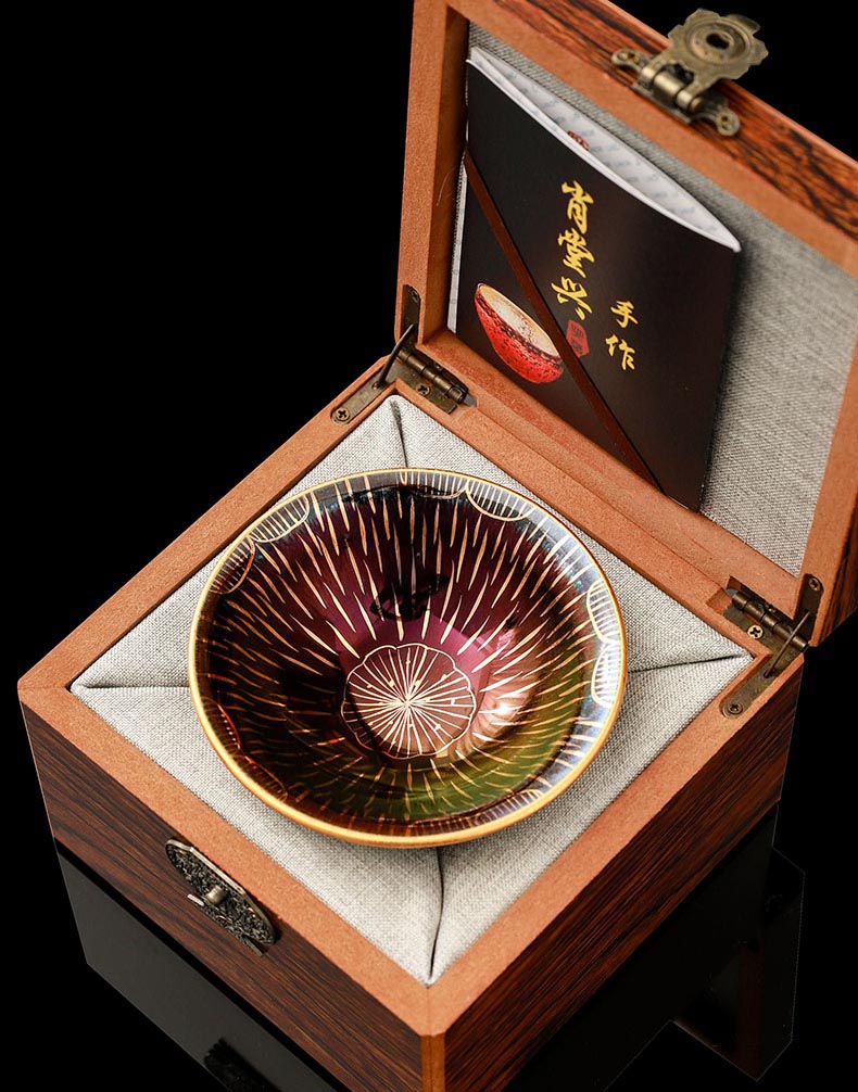 Handcrafted Jian Zhan Gilded Tea Cup – Unique Rain Lotus Design