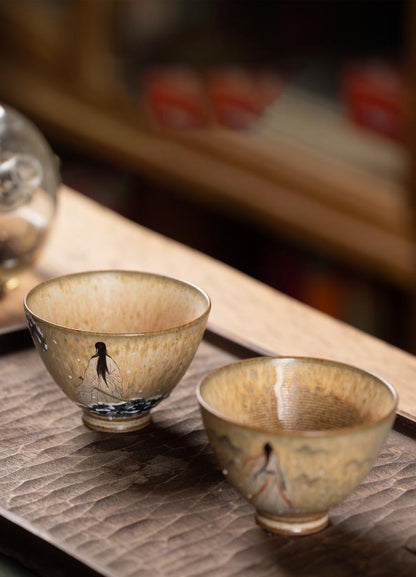 Hand-Painted Snow Scene Teacup – Literati-Inspired Ceramic Art from Jingdezhen