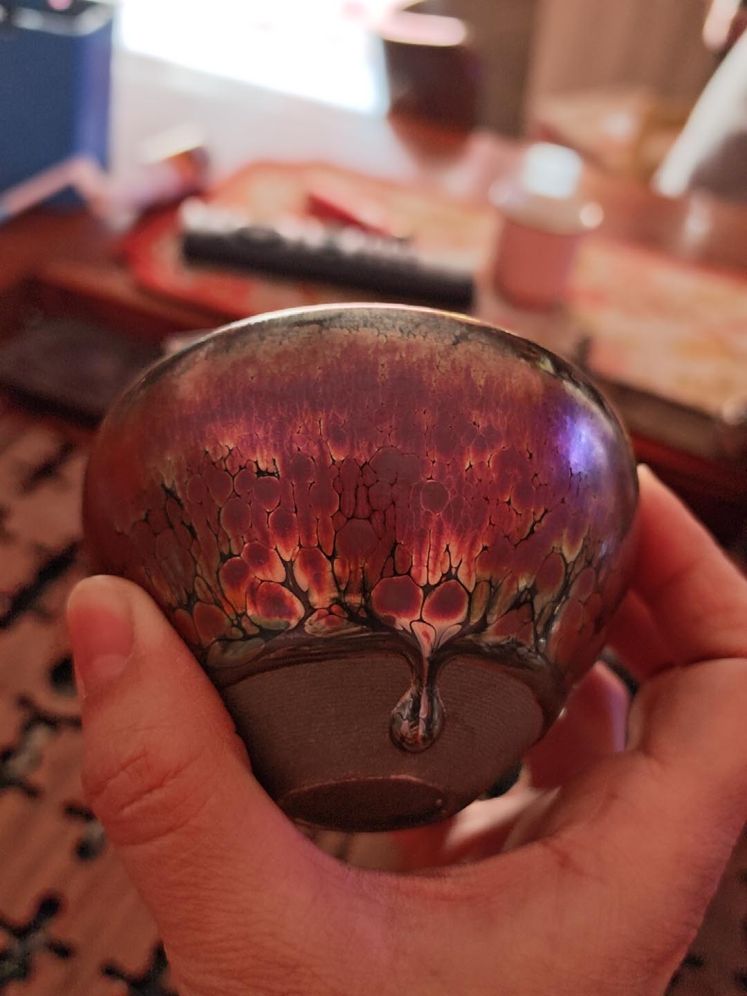 Handcrafted Jian Zhan Tea Cup by Zhang Junxiang – Golden Pheasant Oil Spot Masterpiece