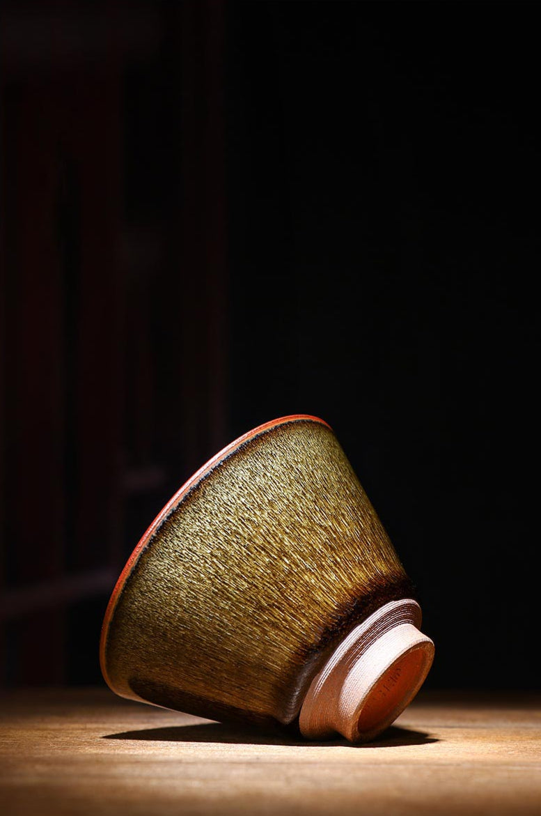 Handcrafted Jian Zhan Teacup by Master Gao Jinming - Traditional Oil Drip Glaze