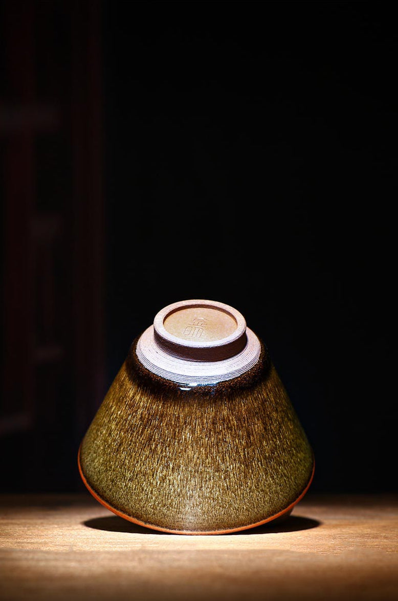 Handcrafted Jian Zhan Teacup by Master Gao Jinming - Traditional Oil Drip Glaze
