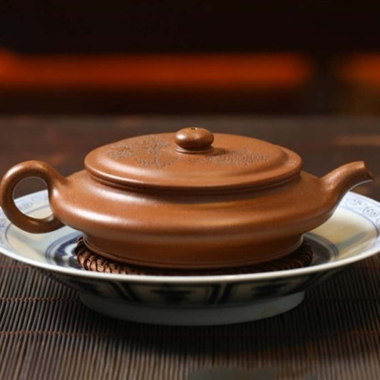 Handcrafted Yixing Clay Flat Teapot  150 cc