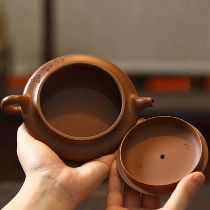 Handcrafted Yixing Clay Flat Teapot  150 cc