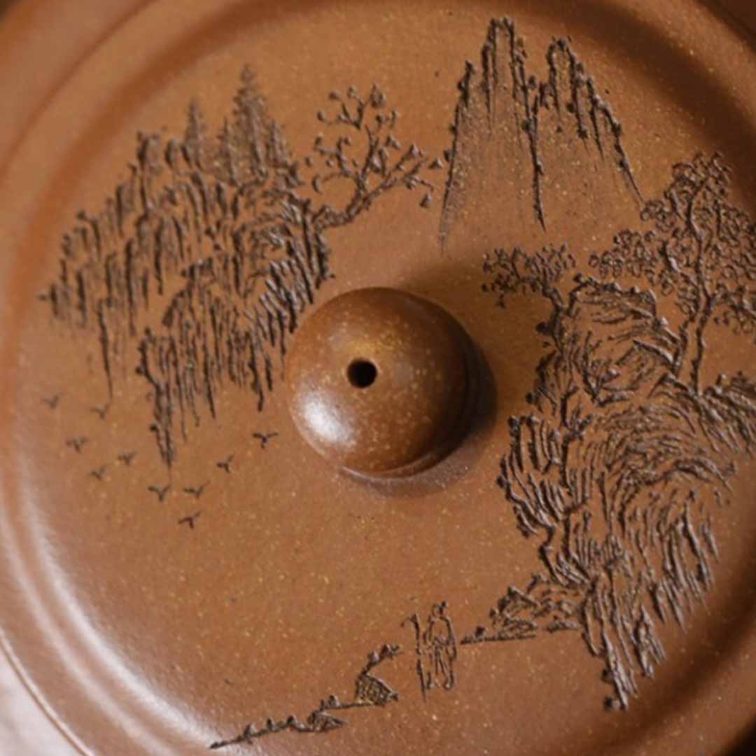 Handcrafted Yixing Clay Flat Teapot  150 cc