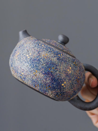 Master Lin Peifu’s Handcrafted Mineral-Glazed Teapot – Wood-Fired Elegance with Natural Stone Textures