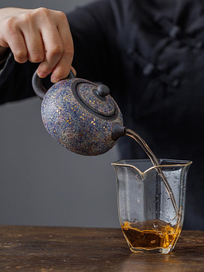 Master Lin Peifu’s Handcrafted Mineral-Glazed Teapot – Wood-Fired Elegance with Natural Stone Textures
