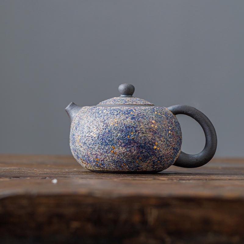 Master Lin Peifu’s Handcrafted Mineral-Glazed Teapot – Wood-Fired Elegance with Natural Stone Textures