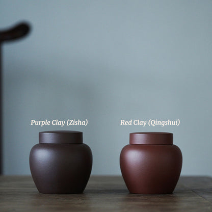 Yixing Mini Zisha Tea Awakening Jar – Handmade Purple or Red Clay Storage Canister for Pu-erh, Oolong, and Black Tea